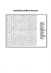 English Worksheet: HEALTHY FOOD WORDSEARCH