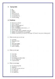 English Worksheet: greetings, ways to say hello