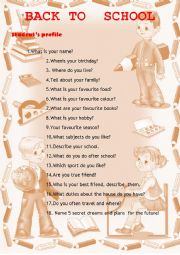 English Worksheet: Back to school