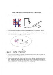English Worksheet: Ideas for Giving Game Instructions to Beginners
