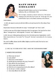 English Worksheet: Katy Perry biography