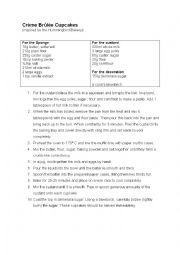 English Worksheet: Cupcake recipe