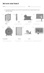 English Worksheet: Classroom objects