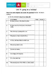 English Worksheet: Mr. Bean on holiday