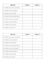 English Worksheet: Routine interview