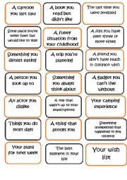 English Worksheet: All TENSES CONVERSATION CARDS part 2