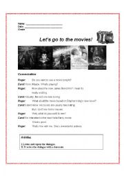 English Worksheet: lets go to the cinema