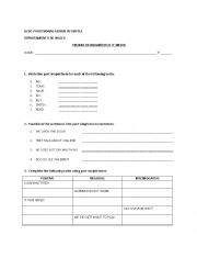 English Worksheet: Diagnostic Test