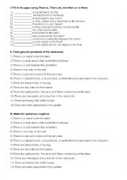 English Worksheet: there is/there are