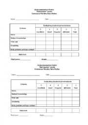 English Worksheet: oral rubric