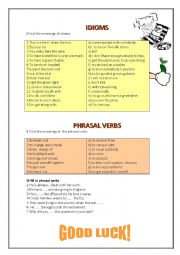 Idioms and phrasal verbs