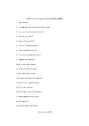 English Worksheet: Leveling Test