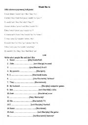 English Worksheet: would like to and like