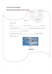 English Worksheet: the sea creature