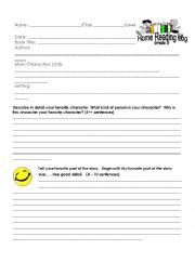 English Worksheet: Home Reading Log