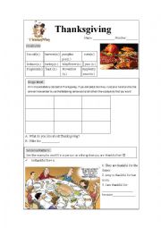 English Worksheet: Thanksgiving