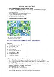 English Worksheet: how to save the planet