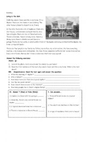 English Worksheet: living in the USA
