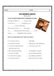 English Worksheet: You shouldve said no by Taylor Swift