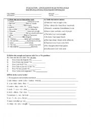 English Worksheet: ENGLISH TEST SIMPLE PRESENT