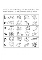 English Worksheet: beginning sounds