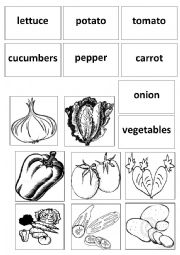English Worksheet: Vegetables- Memory Game