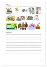 English Worksheet: Writing Activity - Daily Routines - Present Simple