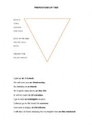 English Worksheet: Prepositions of time (in, on, at) 