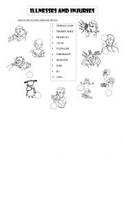 Illnesses and injuries - ESL worksheet by lucilac