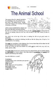 English Worksheet: The animal school