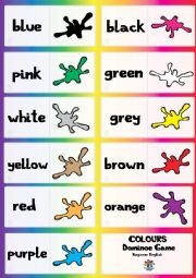 English Worksheet: Basic Colours DOMINOE GAME