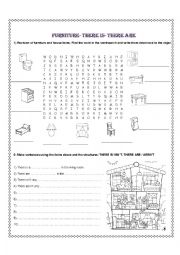 English Worksheet: Furniture. Existential 