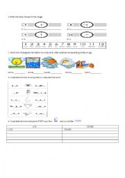 English Worksheet: weather, clock and like and dislike