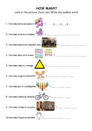 English Worksheet: Number Words Spelling 1-10