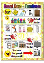 English Worksheet: Board Game Furnitures