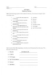English Worksheet: John Henry Character Worksheet/Quiz