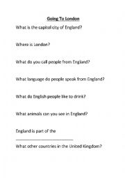 English Worksheet: Going to London