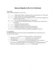 English Worksheet: Business Etiquette in the USA