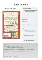 English Worksheet: Diary of a Wimpy Kid back cover