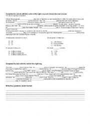 English Worksheet: Simple past reading