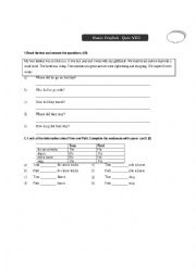 English Worksheet: can and the past simple of the verb to be 