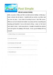 English Worksheet:  my last summer holidays