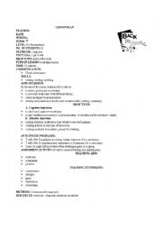 English Worksheet: Lesson plan