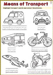 English Worksheet: Means of Transport PRE-SCHOOLERS