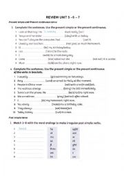 English Worksheet: Review present tenses