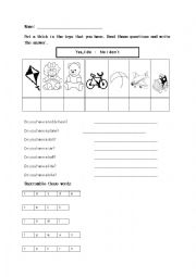 English Worksheet: toys 