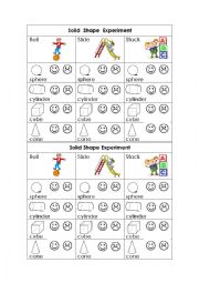 English Worksheet: 3-D Shape Experiment 