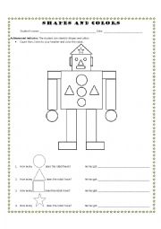 English Worksheet: Shapes and Colors