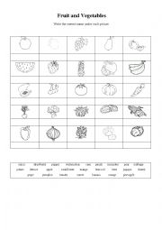 English Worksheet: Fruit and vegetables