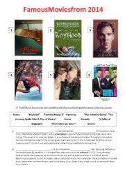 English Worksheet: Famous movies from 2014